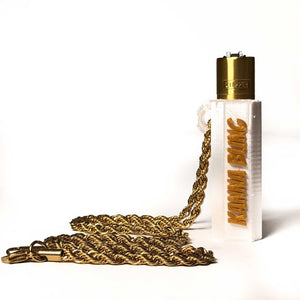 KannaBling - Clipper Lighter Holder Gold Rope Chain Necklace 30" (White)