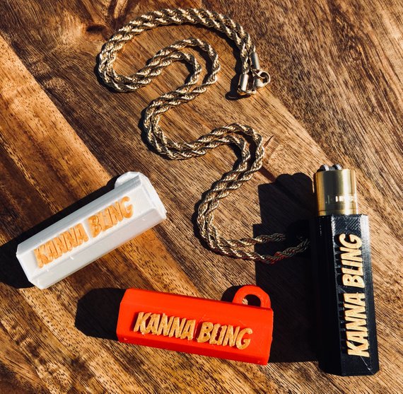 KannaBling - Clipper Lighter Holder Gold Rope Chain Necklace 30