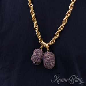 KannaBling - Gold Rope Chain Purple Double Nug 10mm 28" (Men)