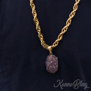 KannaBling - Gold Rope Chain Purple Single Nug 10mm 28" (Men)
