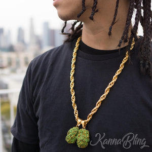 Marijuana Weed Cannabis Double Nug Necklace Jewelry 
